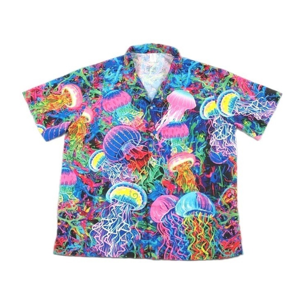Garment One AOP Hippie Octopus Psychedelic  Short Sleeve Button Hawaiian Men XL